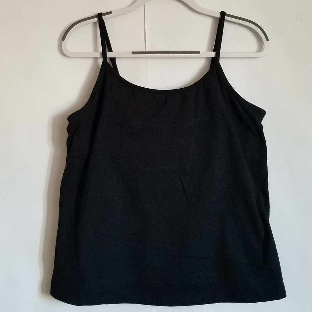 black tank top. build in support elastic & fabric
